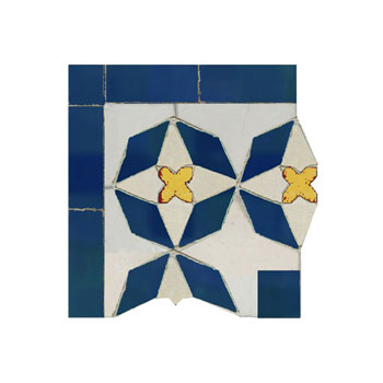 Mosaic House Moroccan tile Diamond Corner 1-15-18 White Cobalt Blue Yellow  zellige, mosaic, zellij, border, glaze, classic 